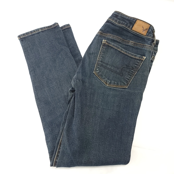 American Eagle Skinny Super Stretch Dark Wash Denim Blue Jeans Sz 4 - Picture 4 of 8